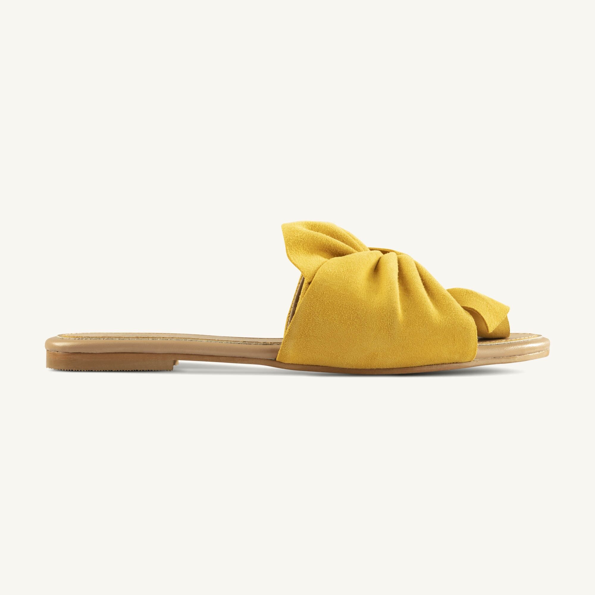Ahana Yellow 062A8506 Ahana Yellow Knotted Suede Slide Sandal - Image 1