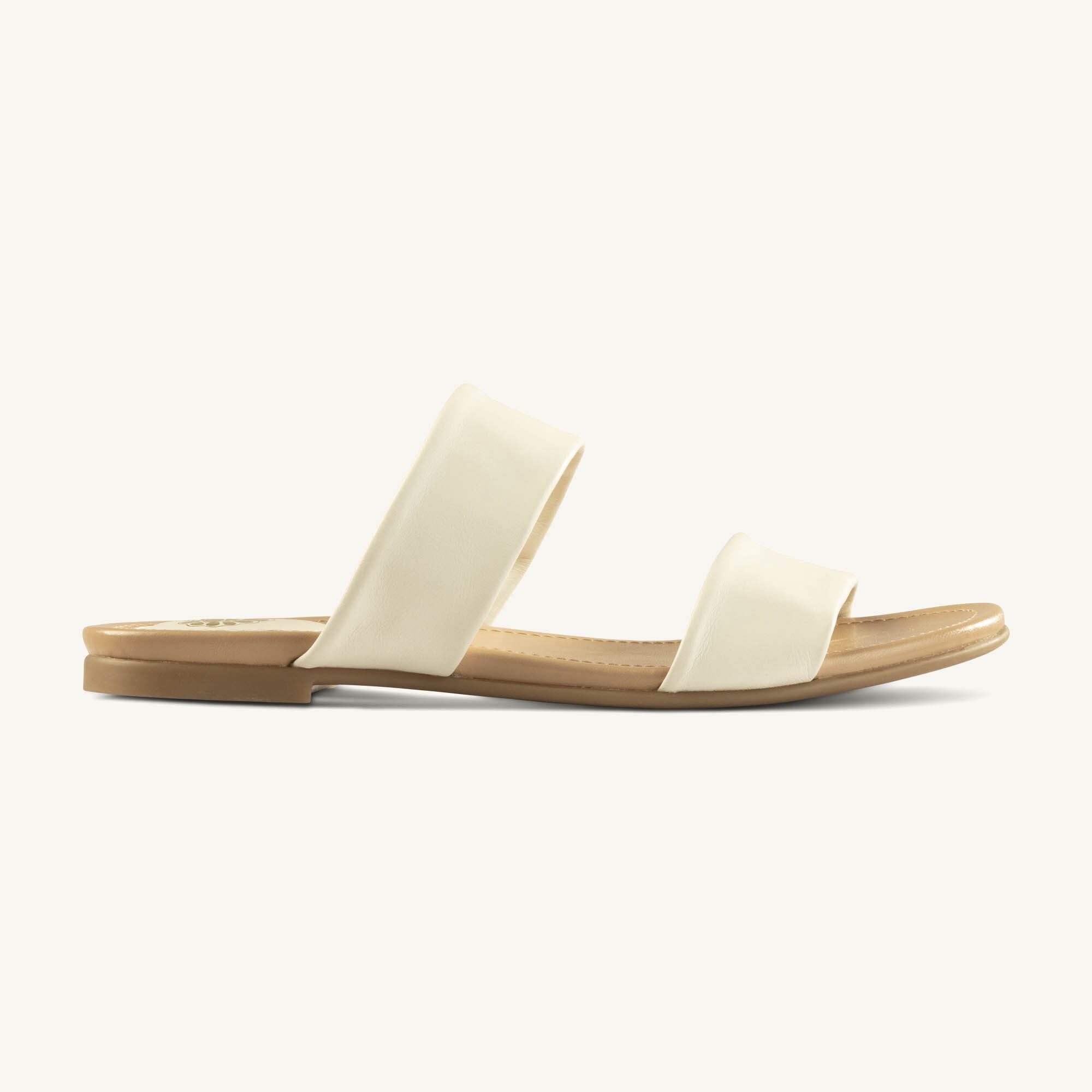 Baruna White 062A8499 Baruna White Double Strap Leather Slide Sandal - Image 1