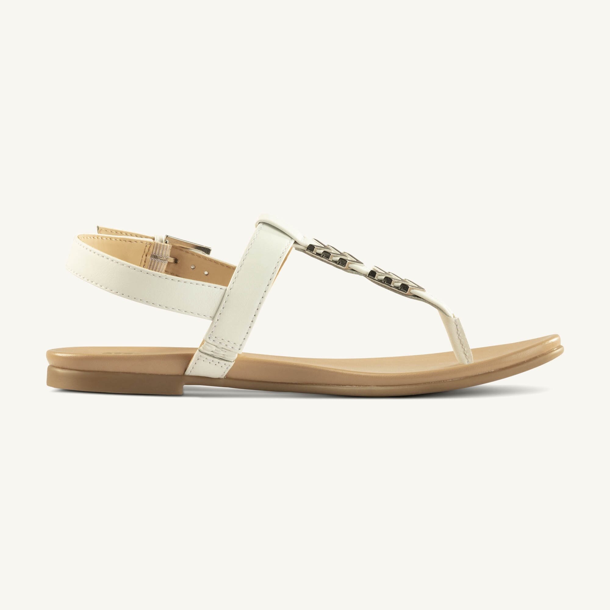 Bonita White 062A8470 Bonita White Slingback Leather Thong Sandal - Image 1