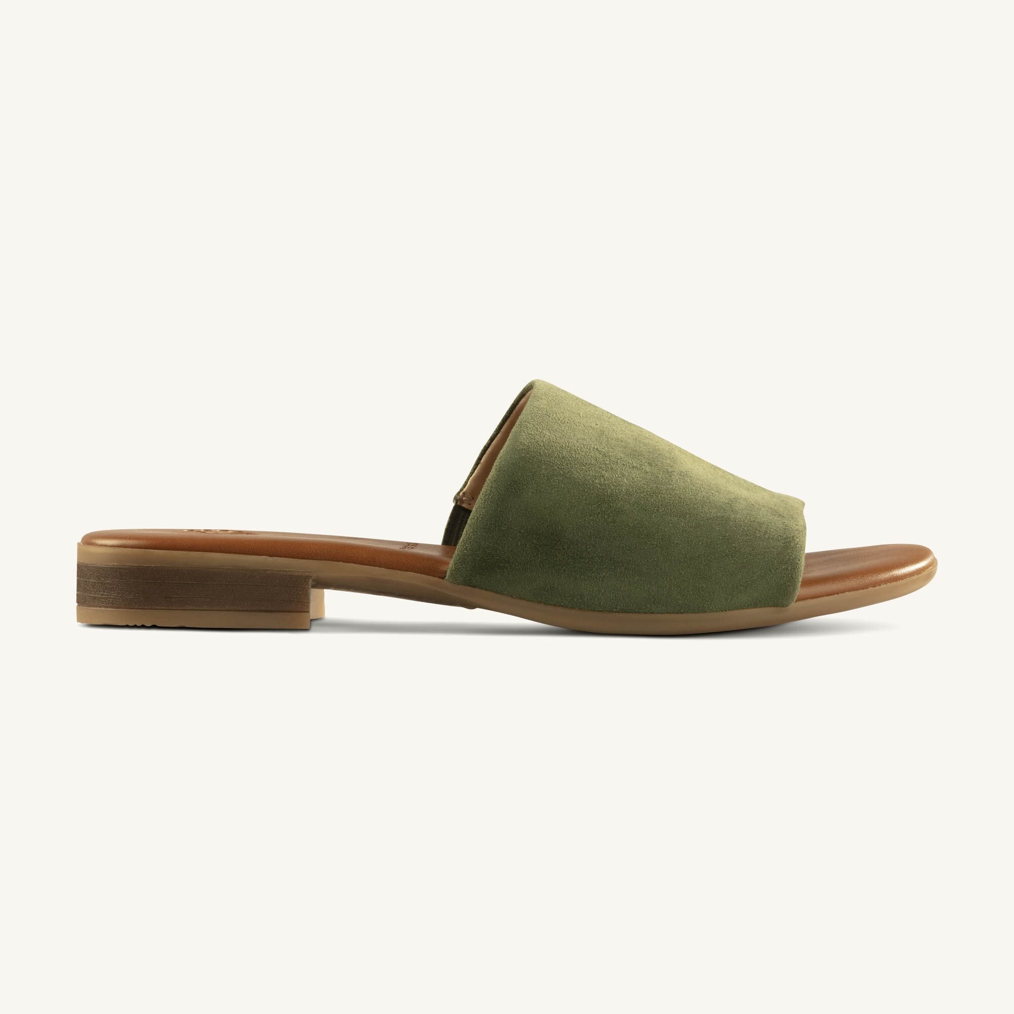 Cavery Green 062A8496 Cavery Green Silky Suede Slide Sandal - Image 1