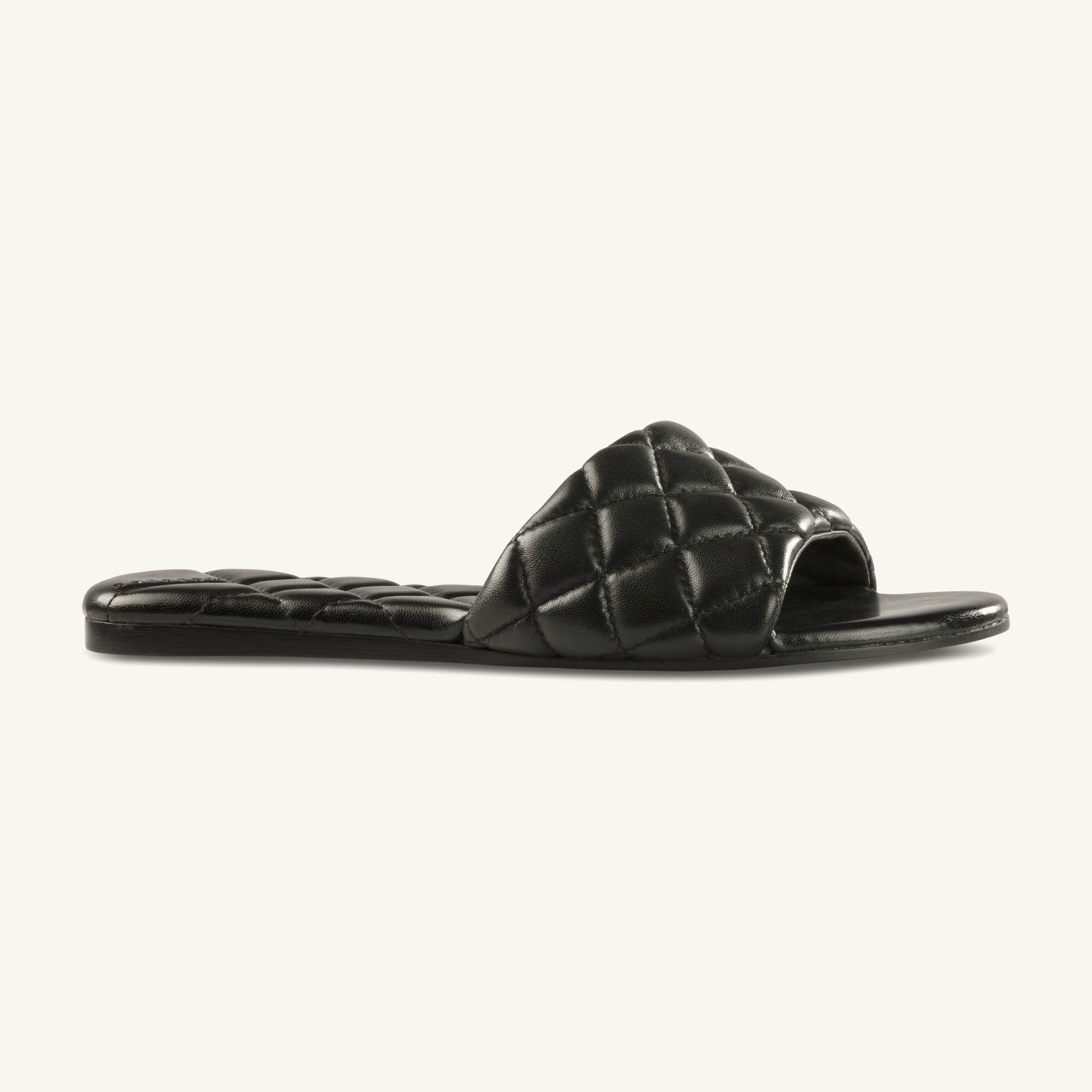 Eshika Black 062A8510 Eshika Black Quilted Leather Slide Sandal - Image 1