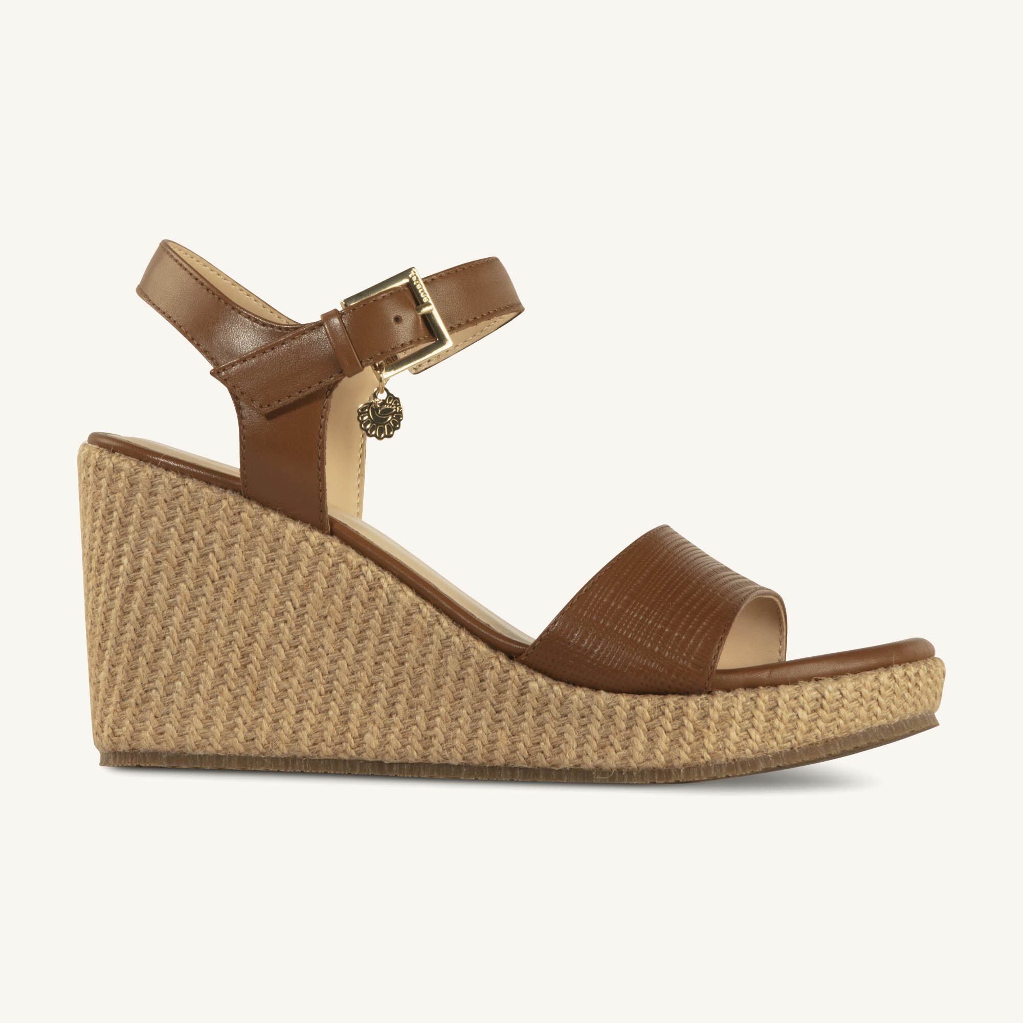 Fenil Brown 062A9153 Fenil Brown Leather Jute Wedge Sandal - Image 1