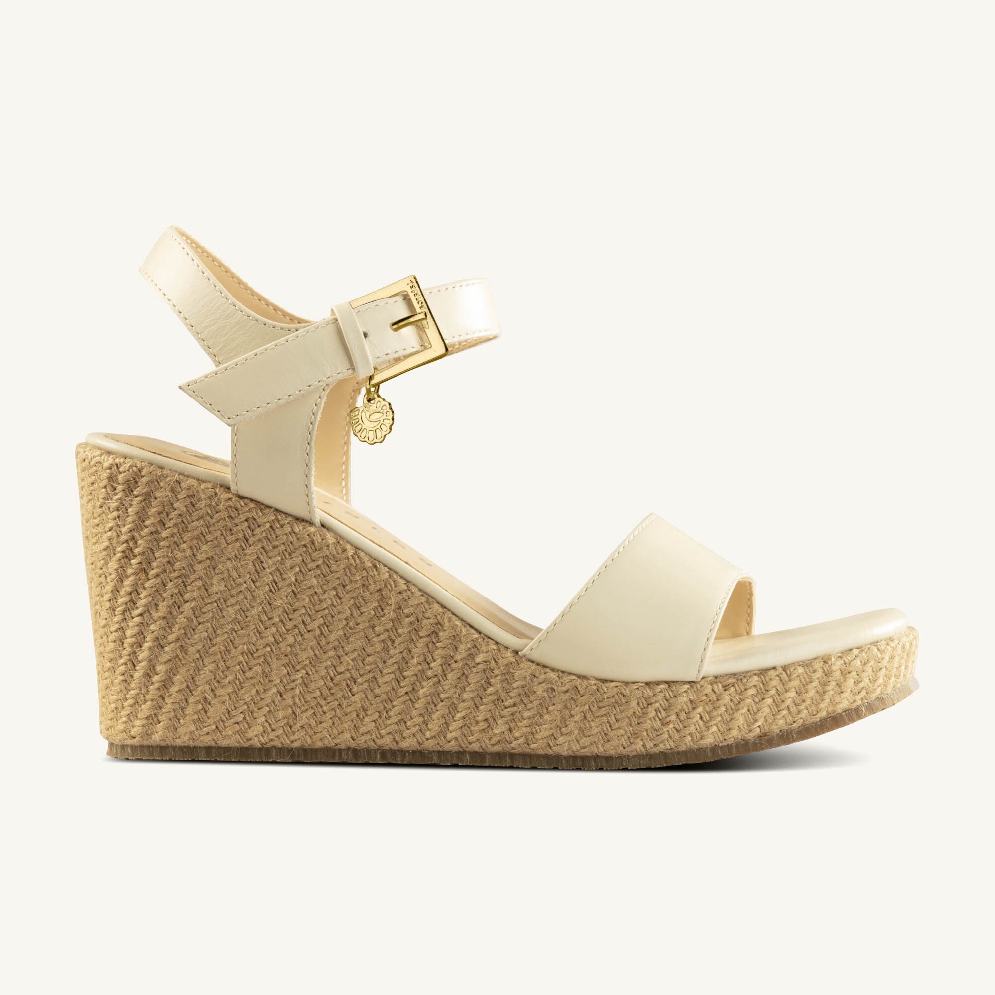 Fenil White 062A8466 Fenil White Leather Jute Wedge Sandal - Image 1