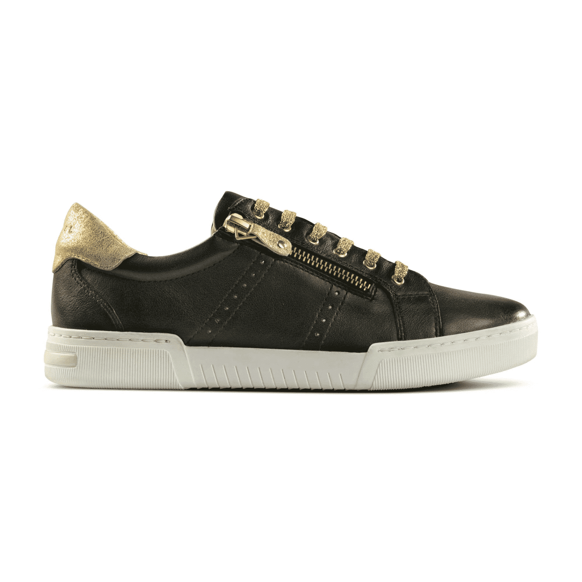 Tara_image_2-1-1 Tara Gold & Black Leather Low Top Sneaker - Image 1